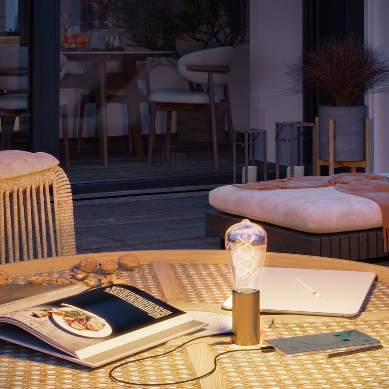 Portable lamp SI! 5V with amber LED bulb brushed bronze Creative-Cables