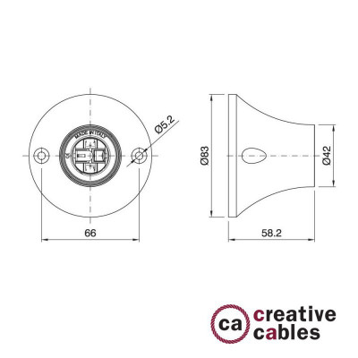 Ceiling/wall lamp for E27 bulb white Creative-Cables