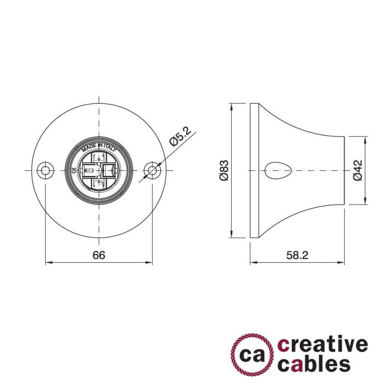 Lampa sufitowo-ścienna na żarówkę E27 czarna Creative-Cables