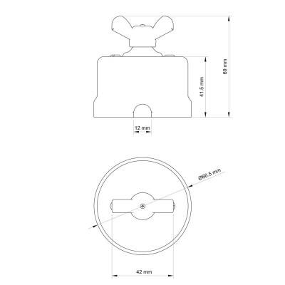 White porcelain single-pole switch with wing nut Creative-Cables