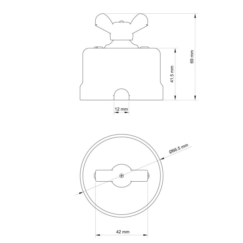 White porcelain single-pole switch with wing nut Creative-Cables