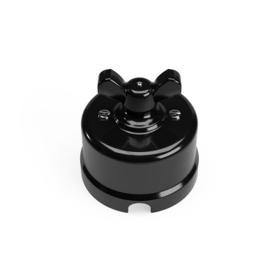 Black porcelain single-pole switch with wing nut Creative-Cables