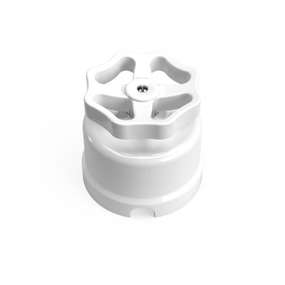 Biały porcelanowy włącznik jednobiegunowy z pokrętłem - natynkowy Creative-Cables