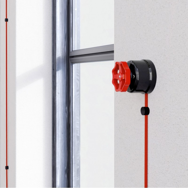 Czarny porcelanowy włącznik jednobiegunowy z czerwonym pokrętłem - natynkowy Creative-Cables