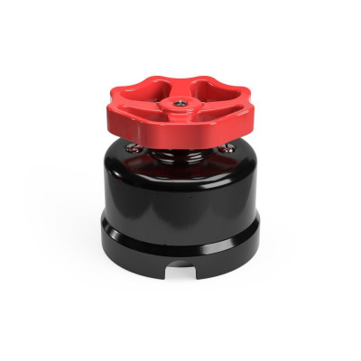 Black porcelain single-pole switch with red knob - surface-mounted Creative-Cables