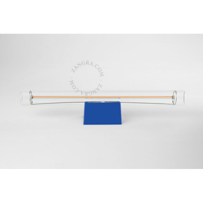 Lampa ścienna S14d z przezroczystą liniową żarówką 30cm niebieska Zangra