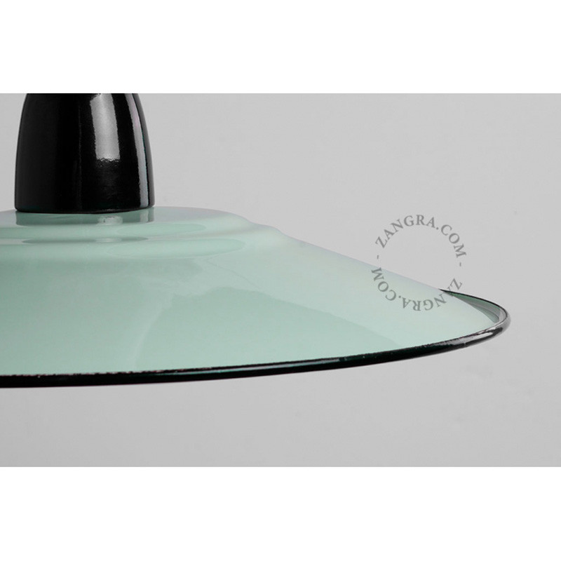 Porcelain pendant lamp Alexis with an enamel shade black and mint Zangra
