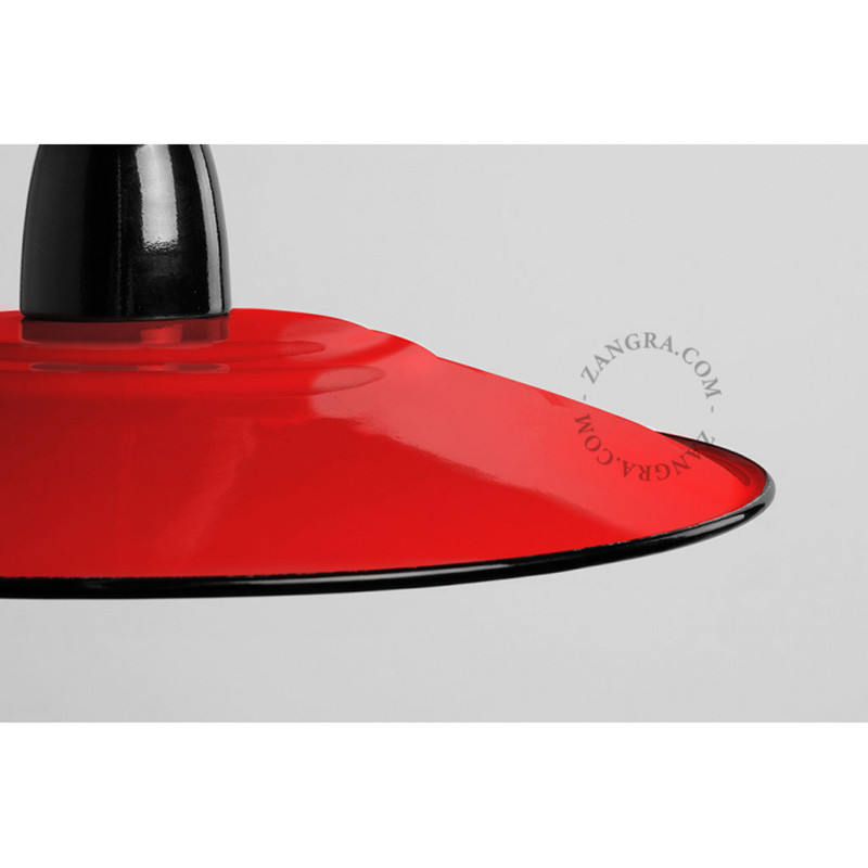 Porcelain pendant lamp Alexis with an enamel shade black and red Zangra