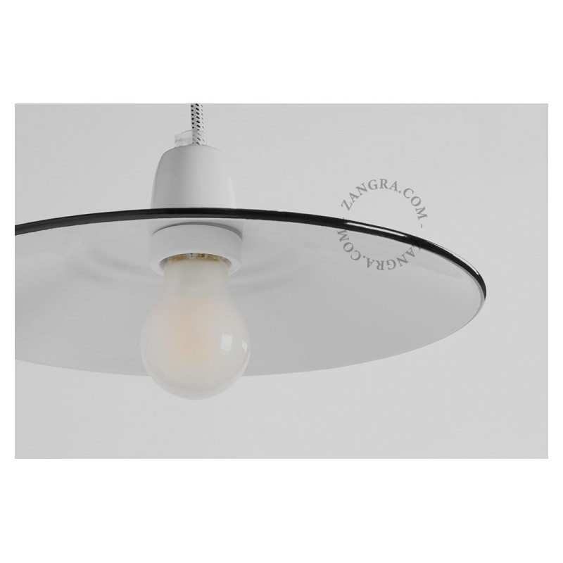 Porcelain pendant lamp Alexis with an enamel shade white and caramel Zangra
