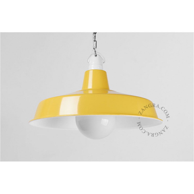 Emaliowana lampa wisząca Alexandre z kloszem biało-żółta Zangra