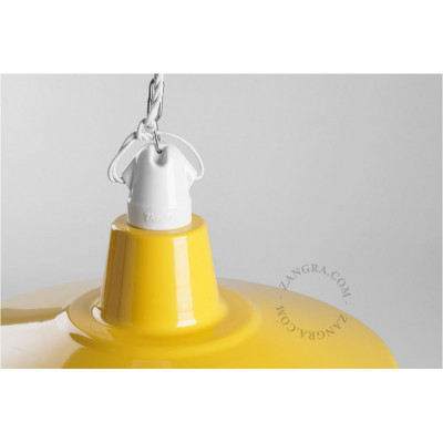 Alexandre enamel pendant lamp with white and yellow shade Zangra