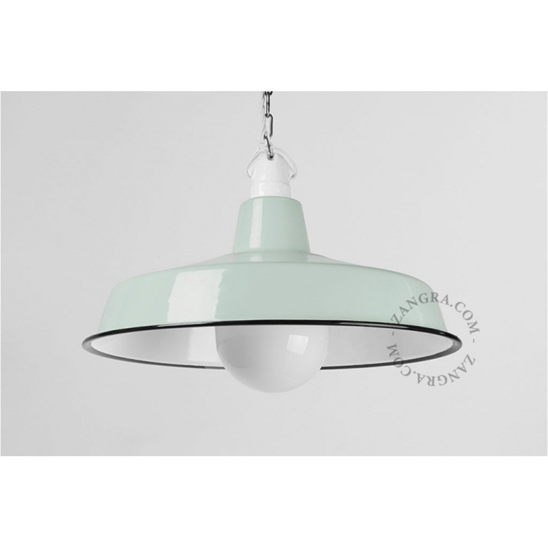 Emaliowana lampa wisząca Alexandre z kloszem czarno-miętowa Zangra