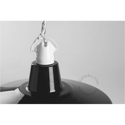 Alexandre enamel pendant lamp with shade white and black Zangra