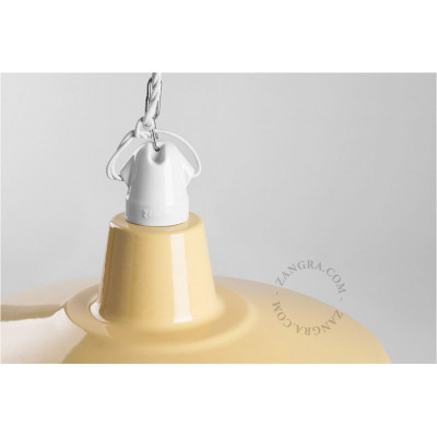 Alexandre enamel pendant lamp with shade white and caramel Zangra