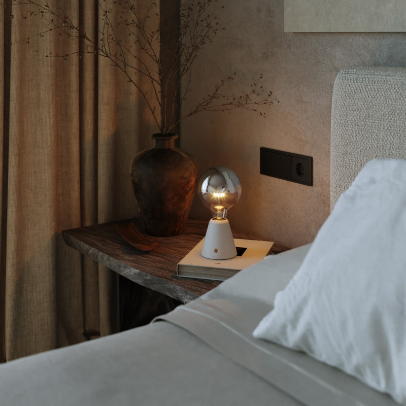 Wireless lamp Cabless01 with LED silver bulb white Creative-Cables