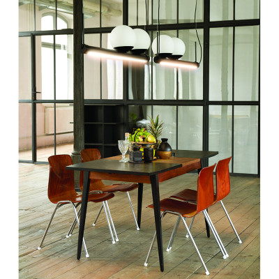 Pendant lamp LIGNE with on a white frame with an LED tape and two white shade UMMO