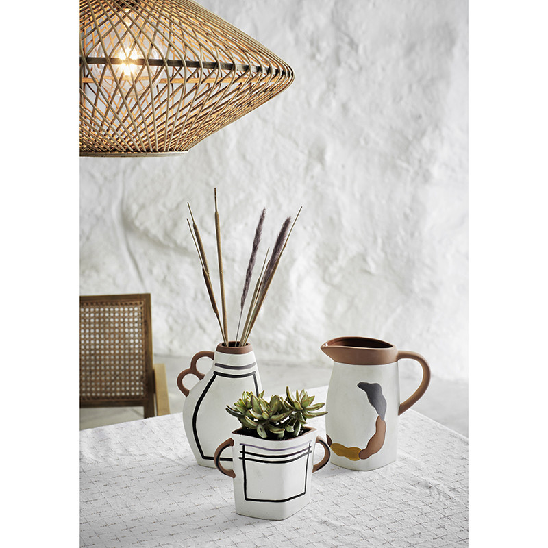 Brown boho hanging lamp Bamboo with a bamboo shade by Madam Stoltz