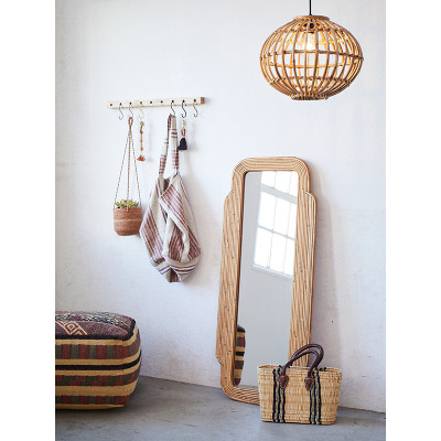 Hanging lamp boho Bamboo with a round shade Madam Stoltz