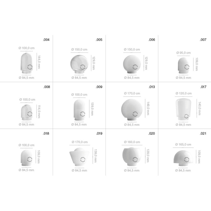 Glass shade glass009 in M size for base 10cm diameter opal Zangra