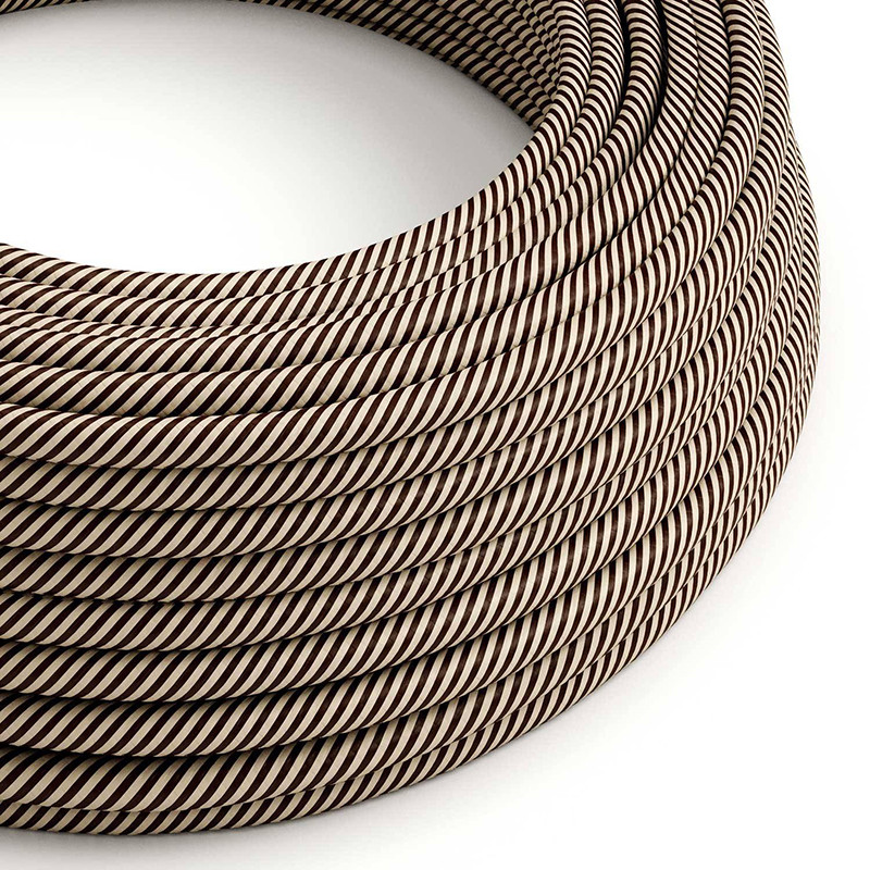 Beżowo-brązowy kabel Vertigo ERM51 w oplocie tekstylnym dwużyłowy 2x0.75 serpentyna Creative-Cables