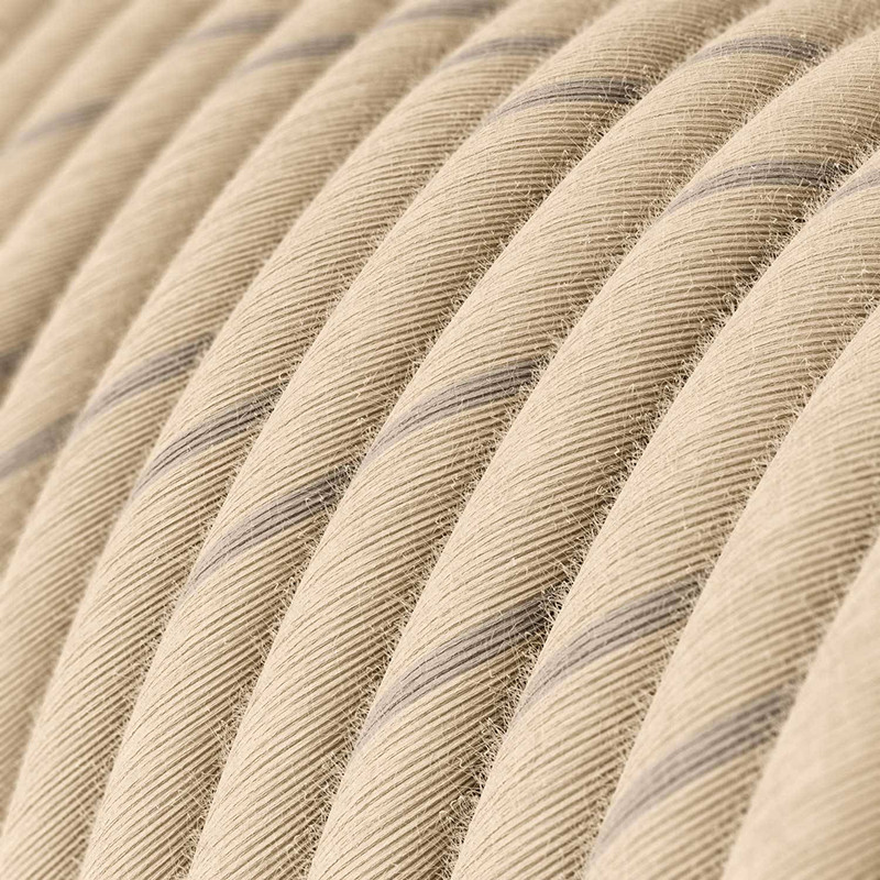 Beige cable Avena Vertigo ERD23 braided with cotton and linen two-core 2x0.75 wide serpentine Creative-Cables