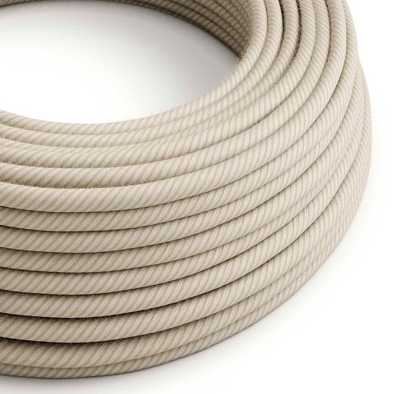 Beżowy kabel Paglia Vertigo ERD20 w oplocie z bawełny i lnu dwużyłowy 2x0.75 serpentyna Creative-Cables