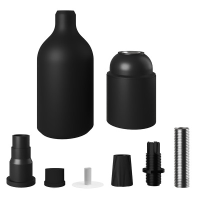 copy of E27 silicone holder with hidden cable lock black Creative-Cables