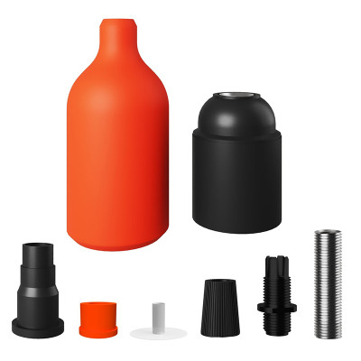 E27 silicone holder with hidden cable lock orange Creative-Cables