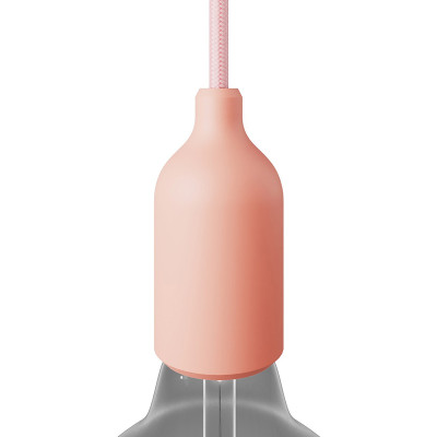 E27 silicone holder with hidden cable lock pink Creative-Cables