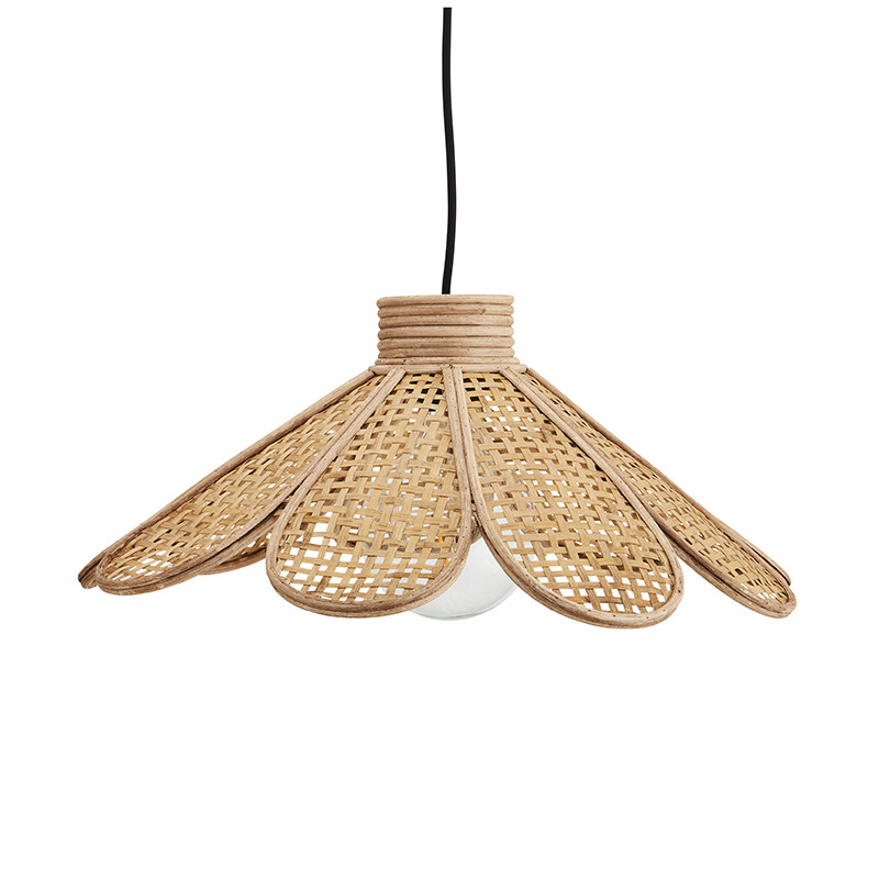 Hanging lamp boho Rattan with a with a flower-shaped lampshade Madam Stoltz