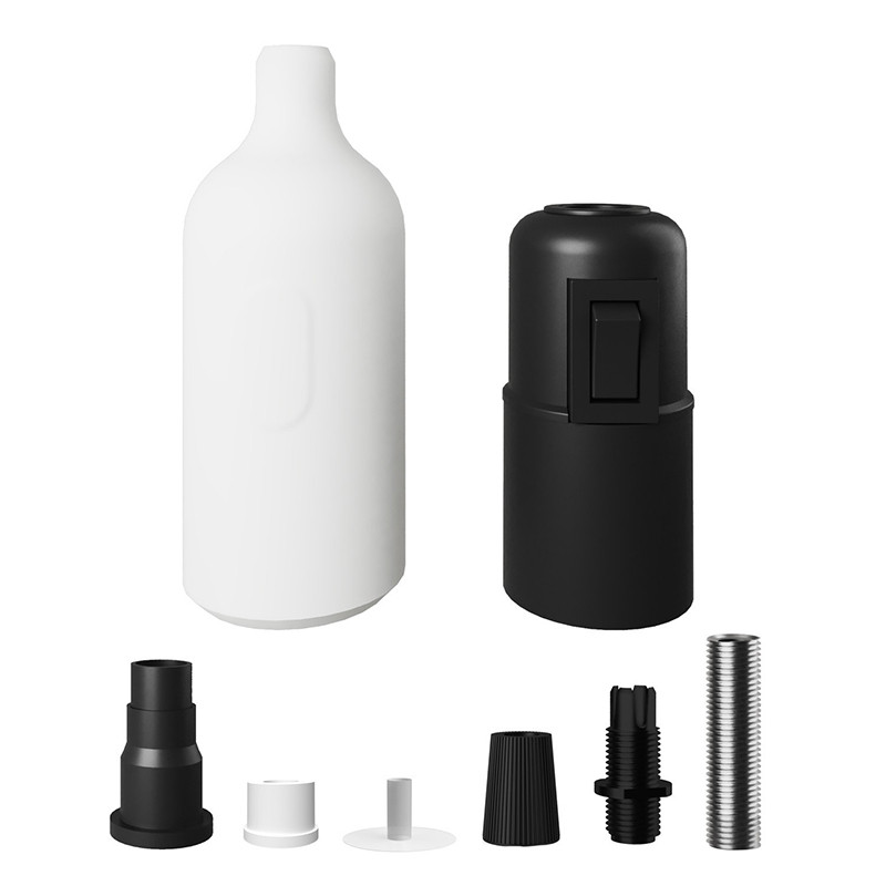 E27 silicone holder with switch and hidden cable lock white Creative-Cables