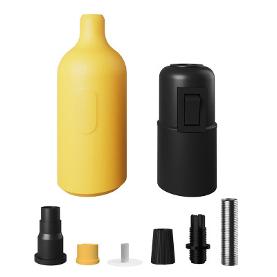 E27 silicone holder with switch and hidden cable lock yellow Creative-Cables