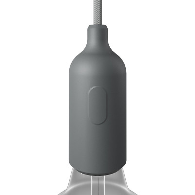 Silikonowa oprawka E27 z włącznikiem i ukrytą blokadą przewodu szara Creative-Cables