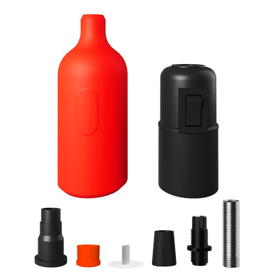 E27 silicone holder with switch and hidden cable lock orange Creative-Cables