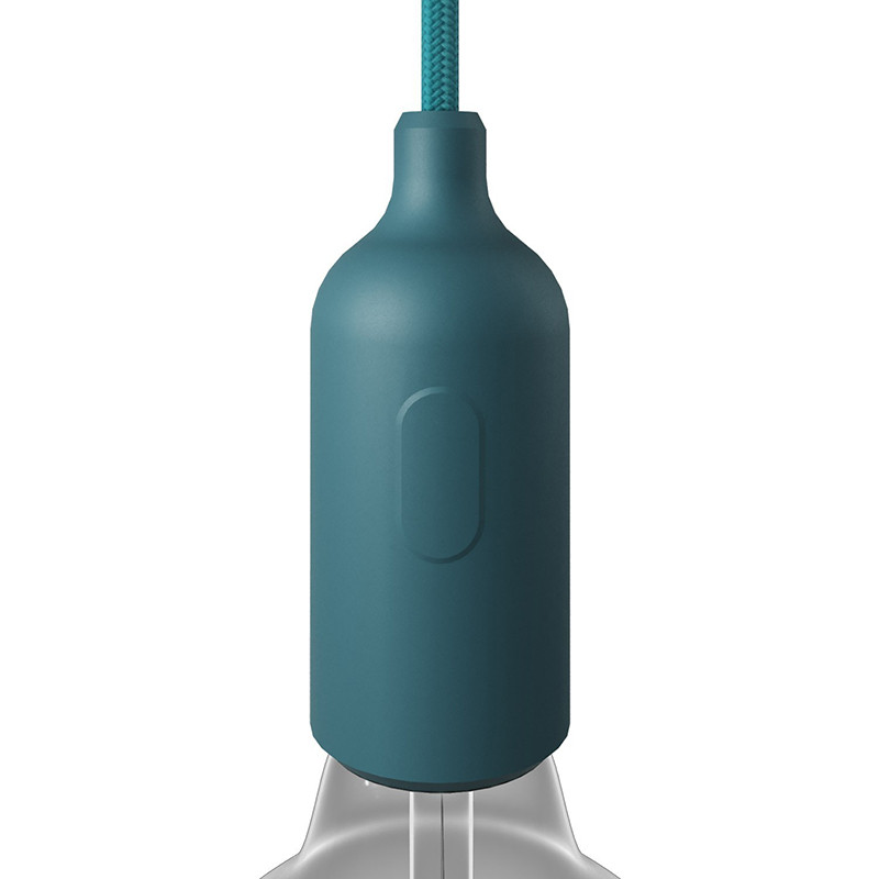 E27 silicone holder with switch and hidden cable lock petrol Creative-Cables