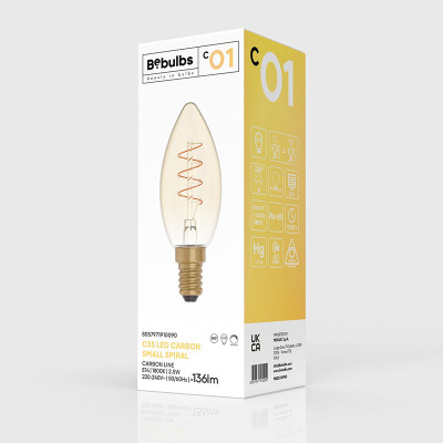 Amber bulb LED C-Line candle C35 E14 2,5W 1800K 136lm dimmable Bebulbs