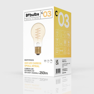 Amber bulb LED C-Line classic shape A60 E27 4W 1800K 250lm dimmable Bebulbs