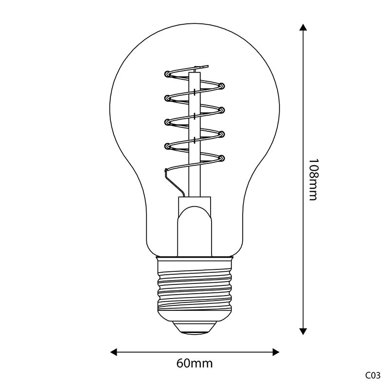 Bursztynowa żarówka LED C-Line klasyczny kształt A60 E27 4W 1800K 250lm ściemnialna Bebulbs