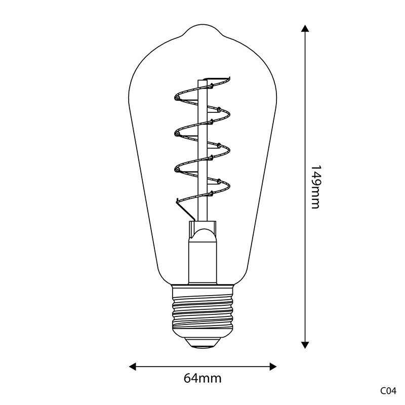 Bursztynowa żarówka LED C-Line Edison ST64 E27 4W 1800K 250lm ściemnialna Bebulbs