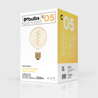 Bursztynowa żarówka LED C-Line kula G80 E27 4W 1800K 250lm ściemnialna Bebulbs
