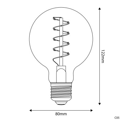 Bursztynowa żarówka LED C-Line kula G80 E27 4W 1800K 250lm ściemnialna Bebulbs