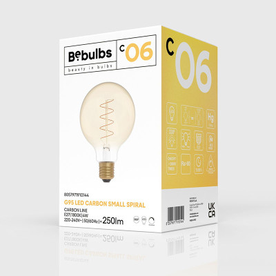 Amber bulb LED C-Line ball G95 E27 4W 1800K 250lm dimmable Bebulbs