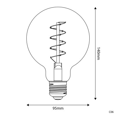 Amber bulb LED C-Line ball G95 E27 4W 1800K 250lm dimmable Bebulbs