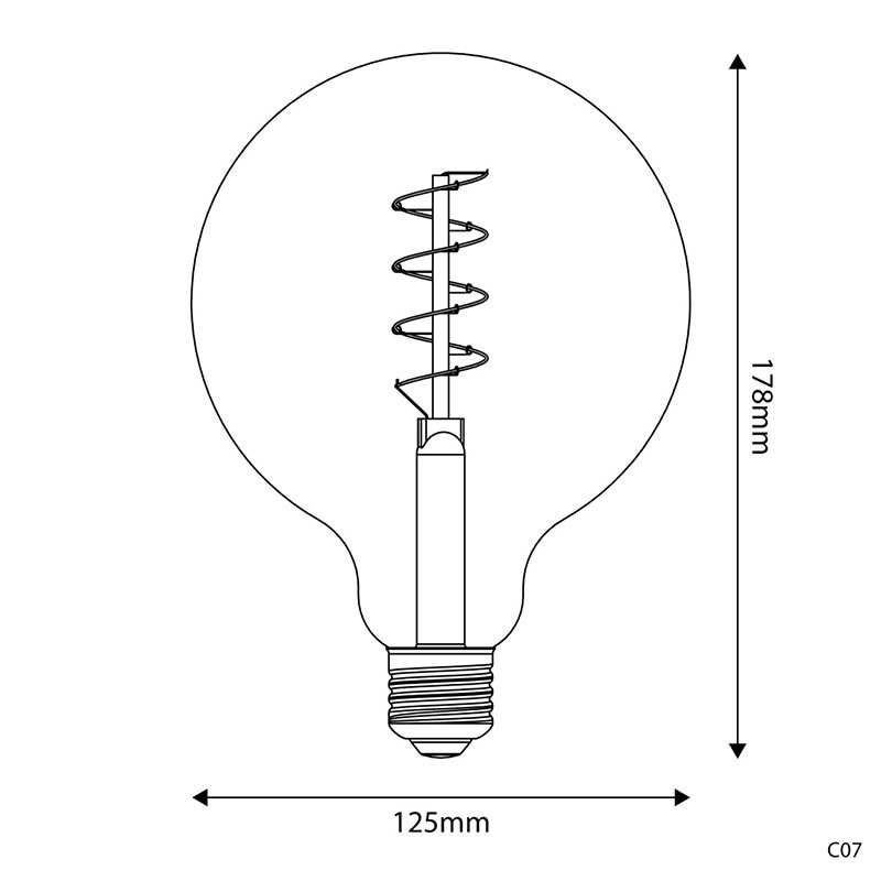 Amber bulb LED C-Line ball G125 E27 4W 1800K 250lm dimmable Bebulbs