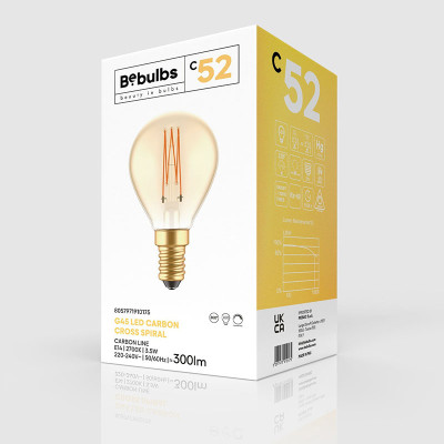 Bursztynowa żarówka LED C-Line kulka G45 prosty filament E14 3,5W 2700K 300lm ściemnialna Bebulbs