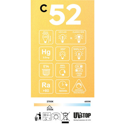 Amber bulb LED C-Line ball G45 filament cage E14 3,5W 2700K 300lm dimmable Bebulbs