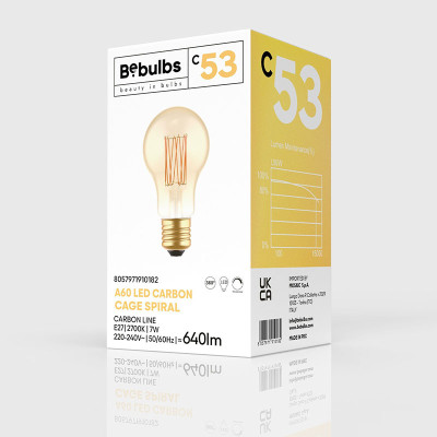Amber bulb LED C-Line classic shape A60 filament cage E27 7W 2700K 640lm dimmable Bebulbs