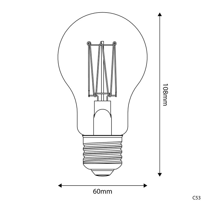 Bursztynowa żarówka LED C-Line klasyczny kształt A60 prosty filament E27 7W 2700K 640lm ściemnialna Bebulbs