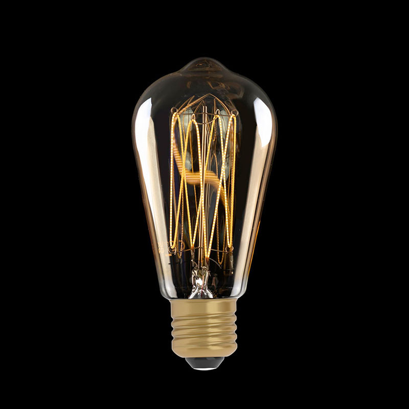 Bursztynowa żarówka LED C-Line Edison ST64 prosty filament E27 7W 2700K 640lm ściemnialna Bebulbs