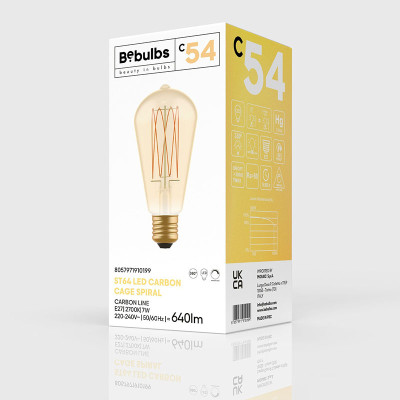 Bursztynowa żarówka LED C-Line Edison ST64 prosty filament E27 7W 2700K 640lm ściemnialna Bebulbs